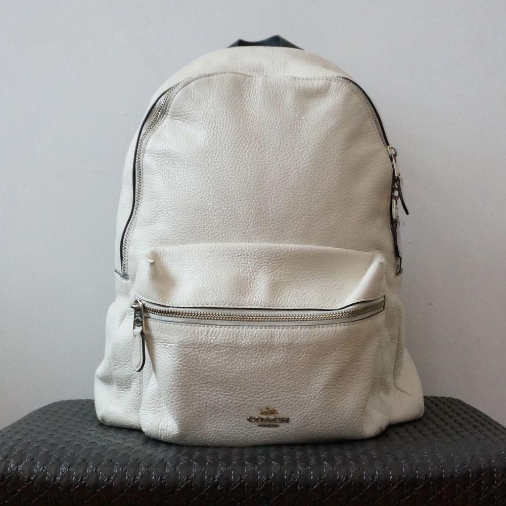 Coach white leather backpack store