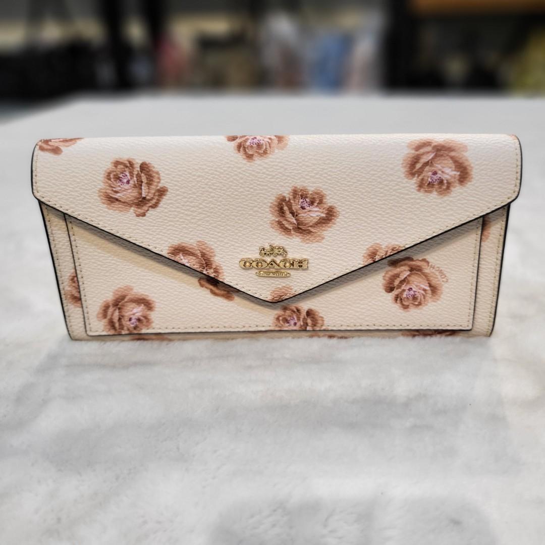 coach wallet rose print