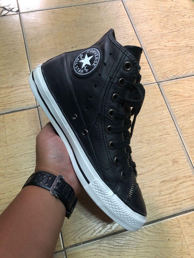 Converse CTAS Zip Jacket Hi 'Black' Leather Lace Up Sneakers, Men's Fashion, Footwear, Sneakers on Carousell