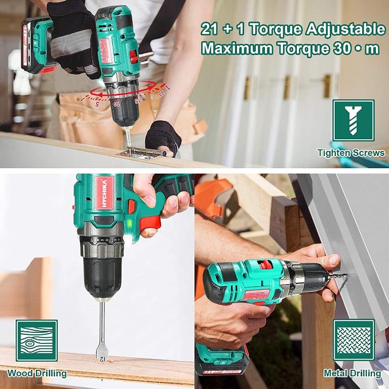 HYCHIKA 12V Cordless Drill Screwdriver 2 Speeds with 1500mAh Battery &  Charger