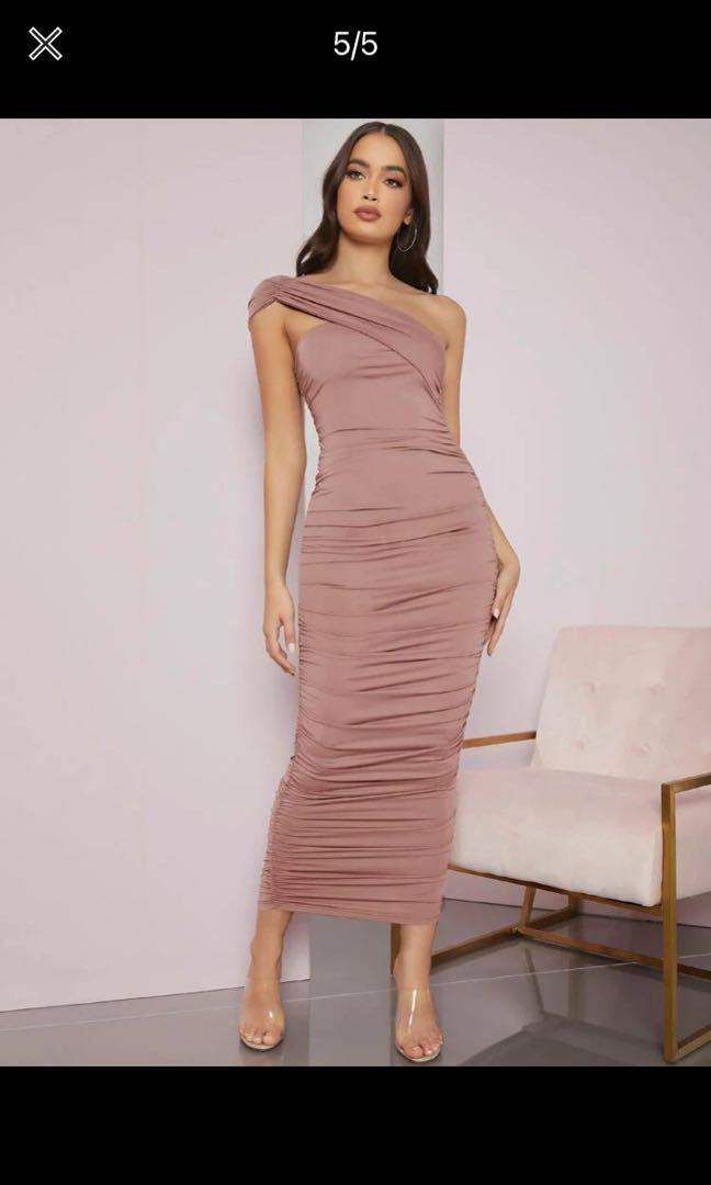 dusty pink long dresses uk
