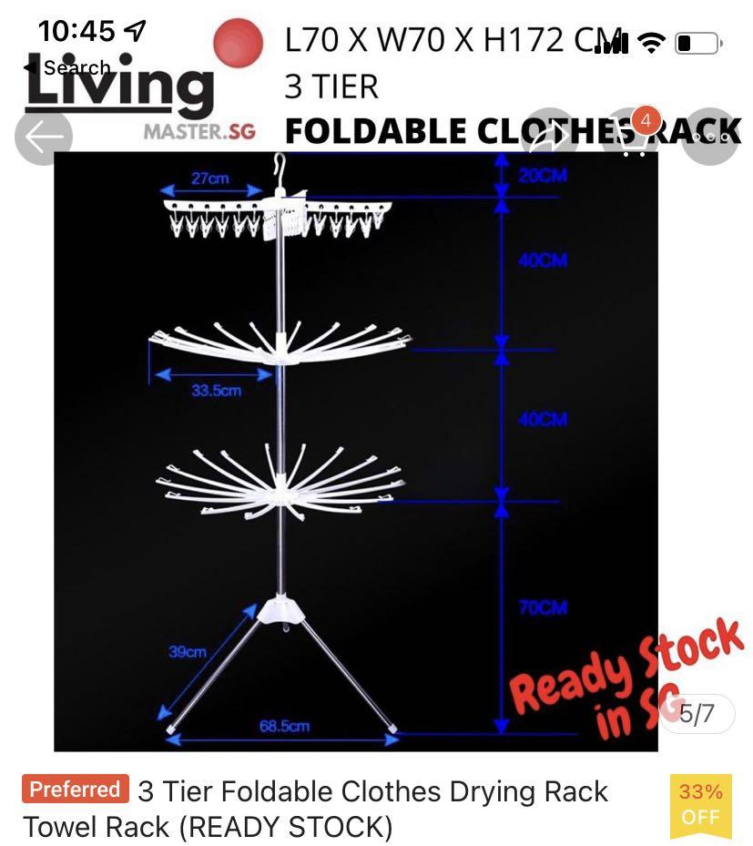 Foldable Drying Rack Furniture Home Living Home Improvement Organisation Clothes Drying Rack on Carousell