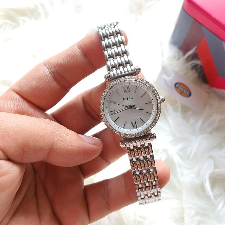 Fossil Carlie Mini ES4647 Three Hand Stainless Steel Watch Original With 1 Year Warranty On Mechanism Women s Fashion Watches Accessories Watches on Carousell
