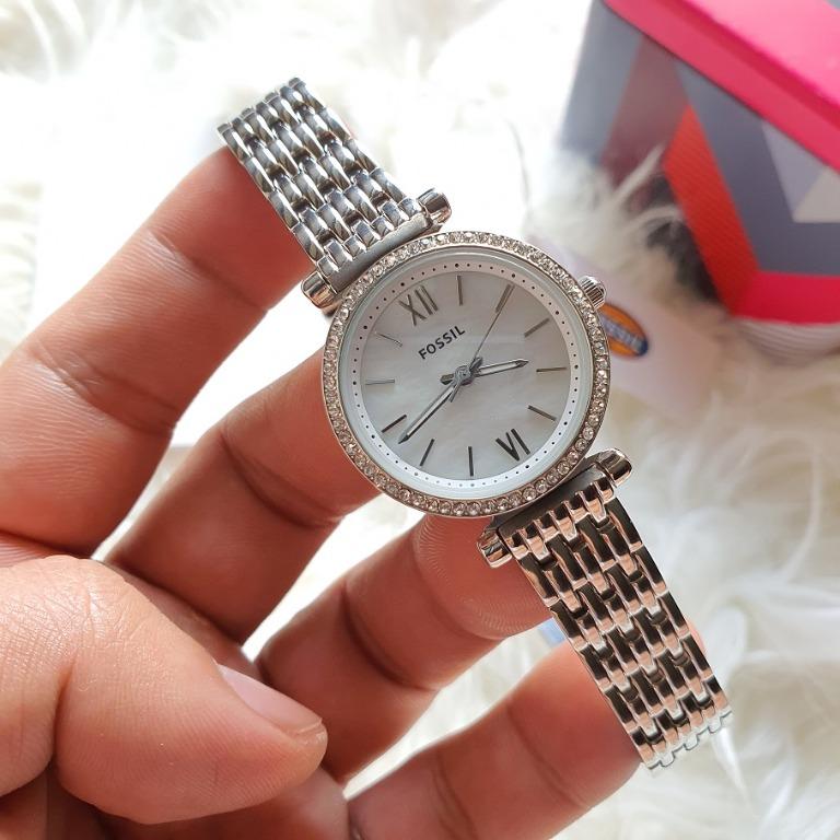 Fossil carlie mini stainless sales steel watch