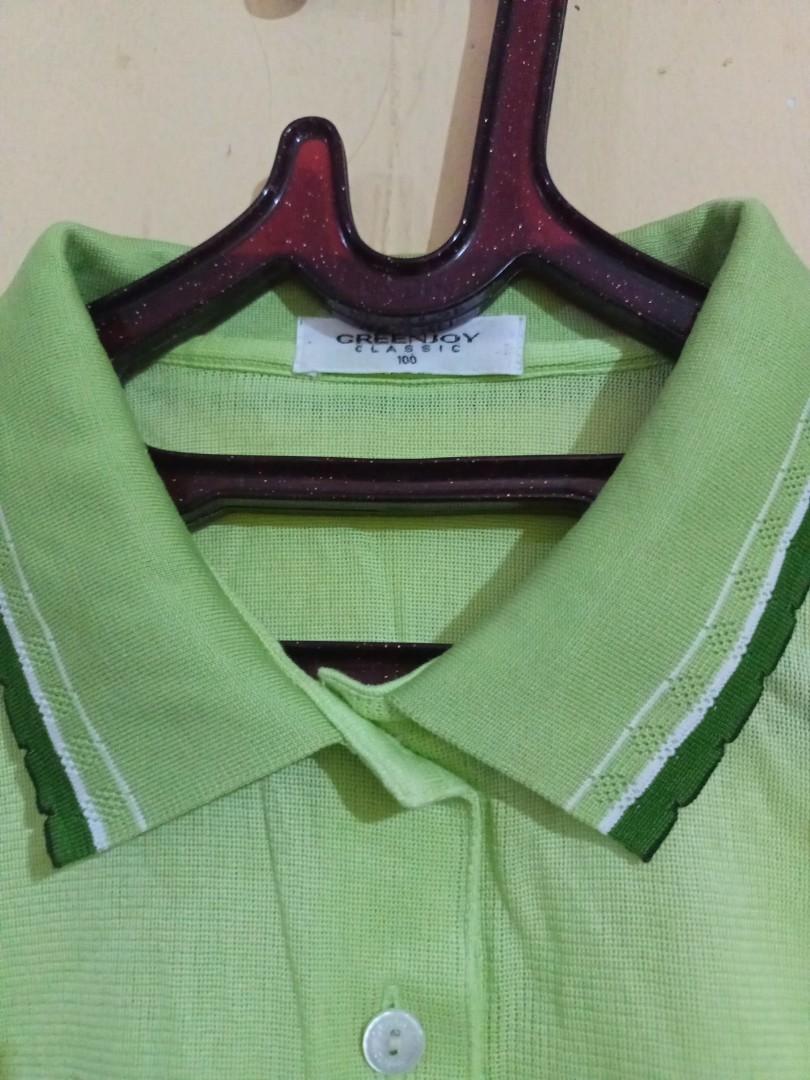 GREEN JOY Lime button-up classic polo 