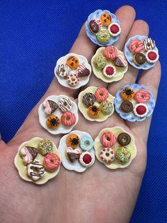 Handmade Miniature Assorted Donuts, sweet, doughnut, clay