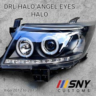 HiLux Vigo Projector CCFL Angel Eyes DRL led quad Headlamps 2012 to 2015