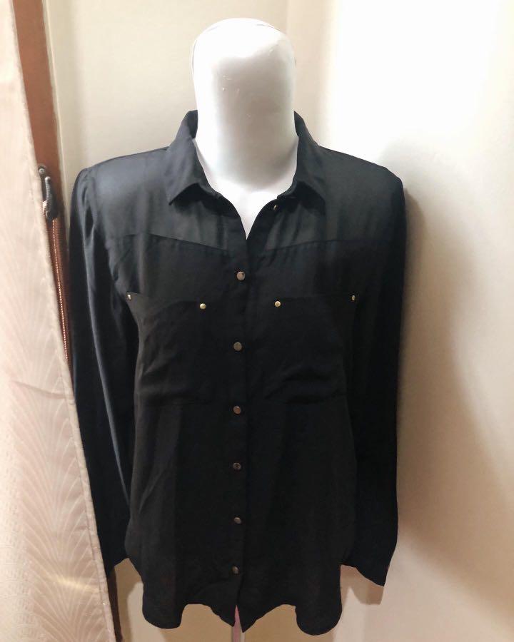 black and gold button down