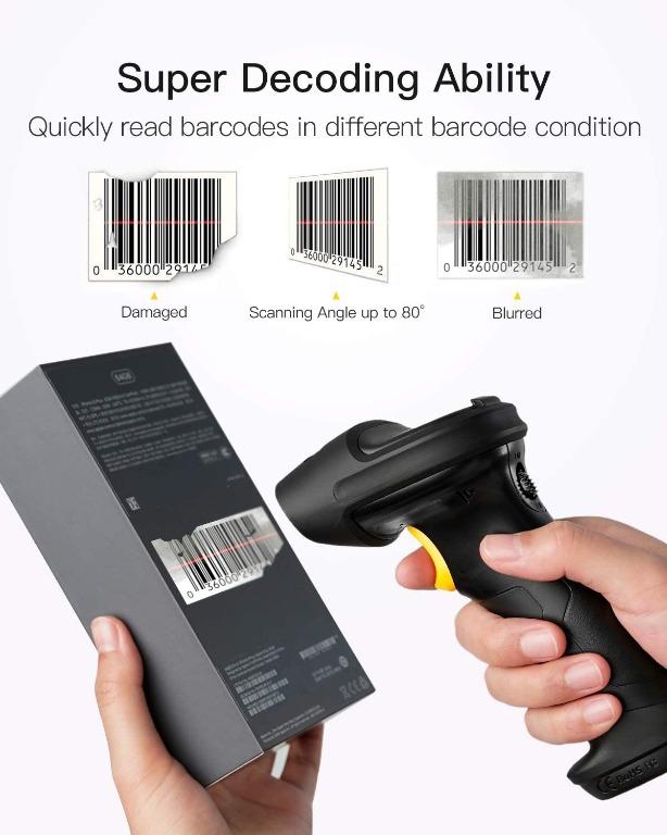 Inateck Barcode Scanner, Wireless Scanner, Automatic Scanning, BCST60