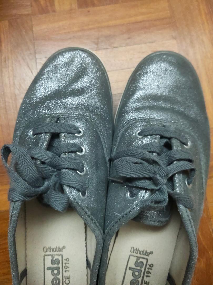Metallic keds hot sale slip ons