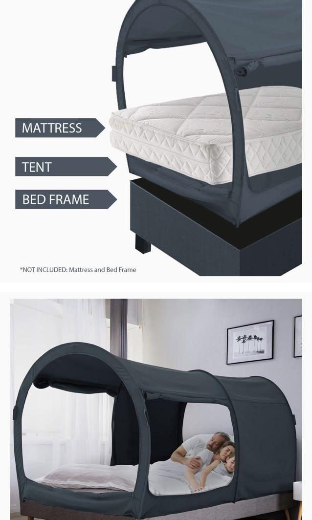 Leedor Bed tent Twin, Dark Grey (New), Furniture & Home Living