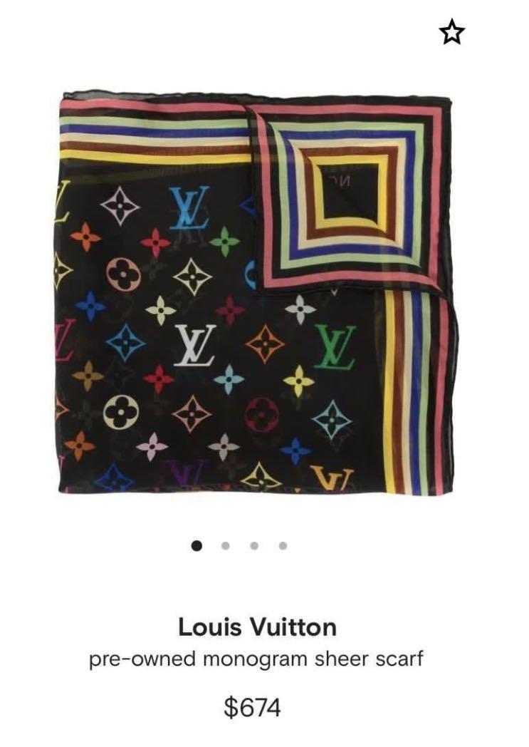 Vintage Louis Vuitton Silk Monogram Multicolor Square LV Scarf