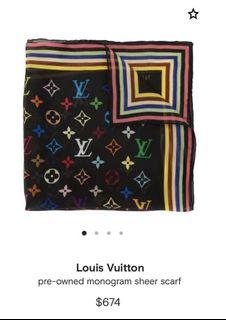 *RUSH SALE* LOUIS VUITTON Vintage silk monogram multicolor square scarf in brown (from Php40k)