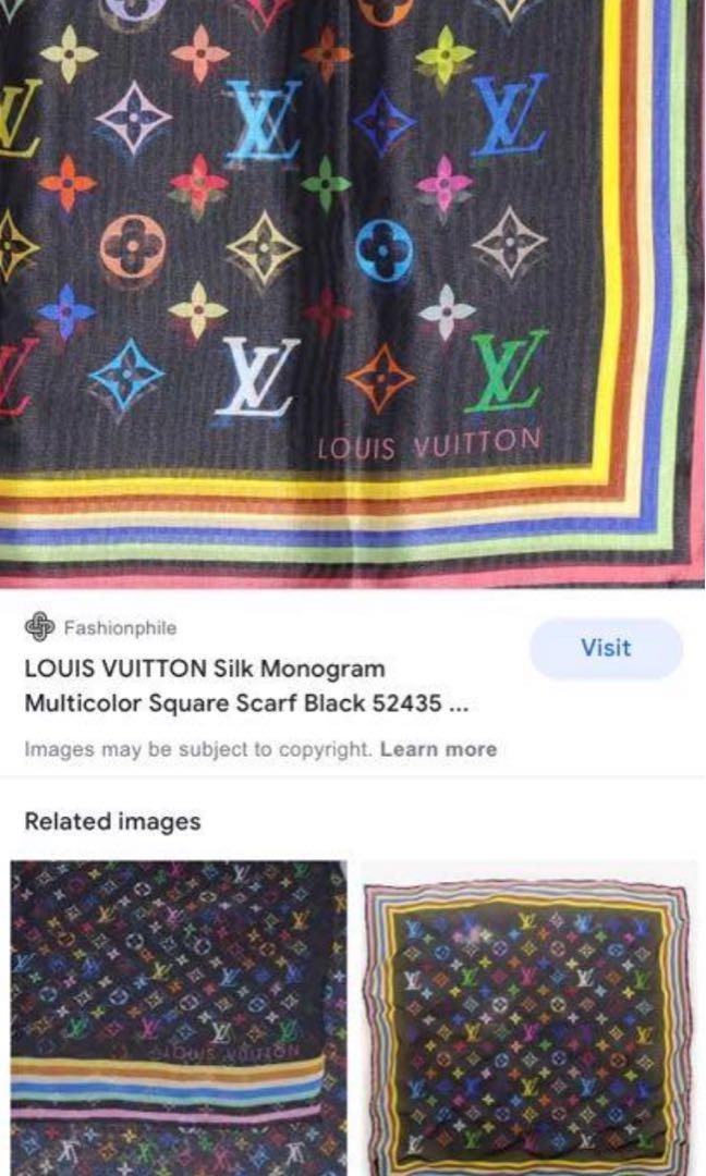 LOUIS VUITTON Silk Monogram Multicolor Square Scarf White, FASHIONPHILE