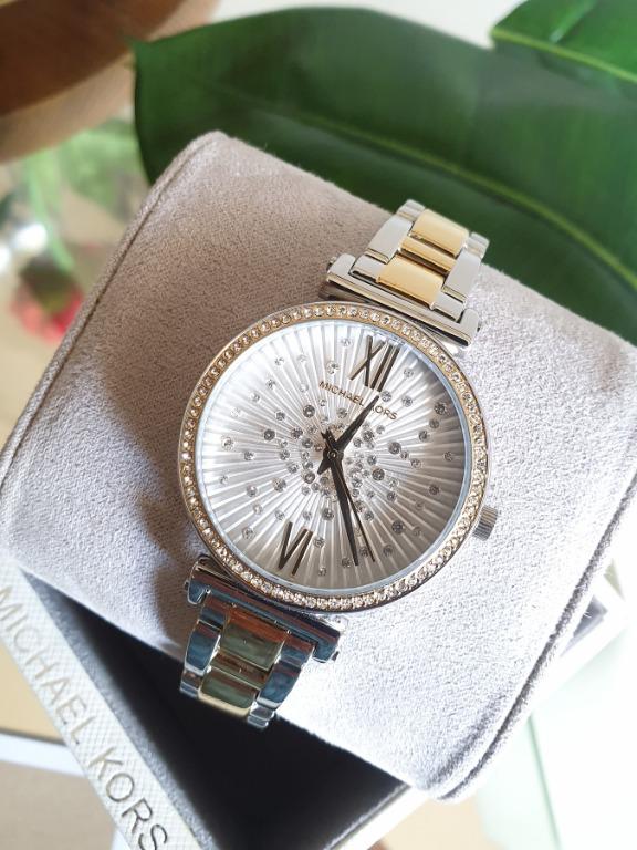 Michael Kors MK3972 Sofie Quartz Two Tone Gold Gold Strap White Dial 36mm Ladies Watch With 1 Year Warranty For Mechanism