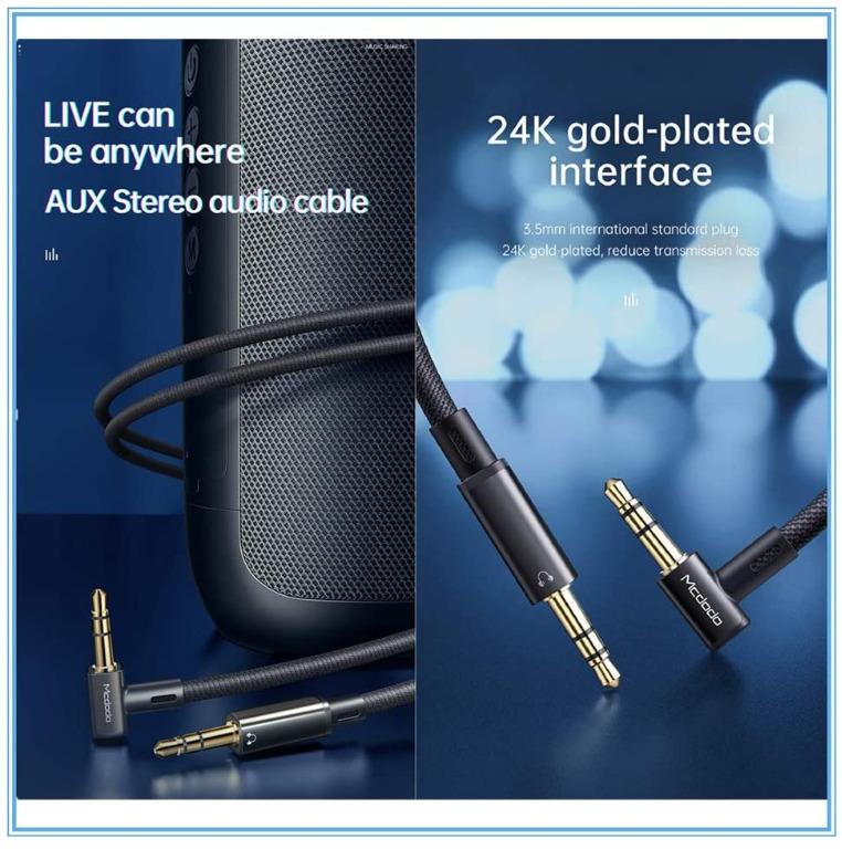 New stock! mcdodo Aux Cable Right Angle 3.5mm Male to Male HiFi Sound