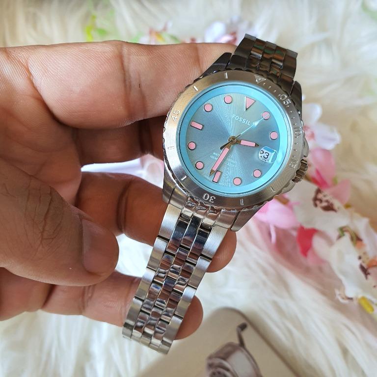 Original Fossil ES4745 Blue Dial Stainless Steel Women's Watch-Gold ...
