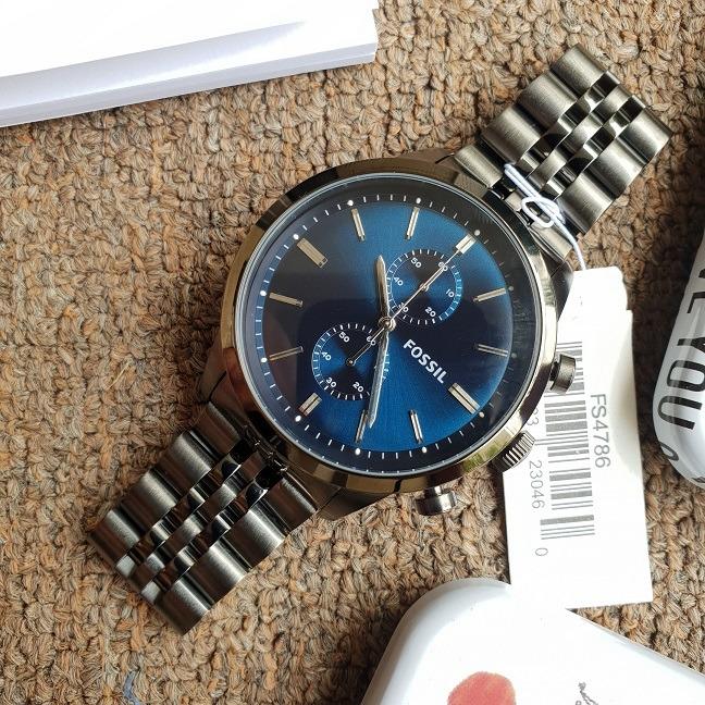 Original Fossil FS4786 Townsman Chronograph Blue Dial Smoke Ion
