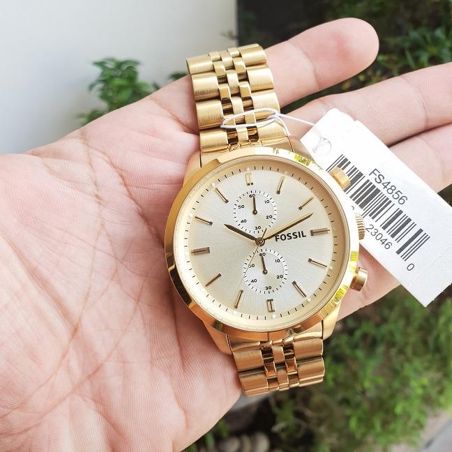 Original Fossil FS4856 Townsman Chronograph 48mm Gold Dial Men's Watch ...