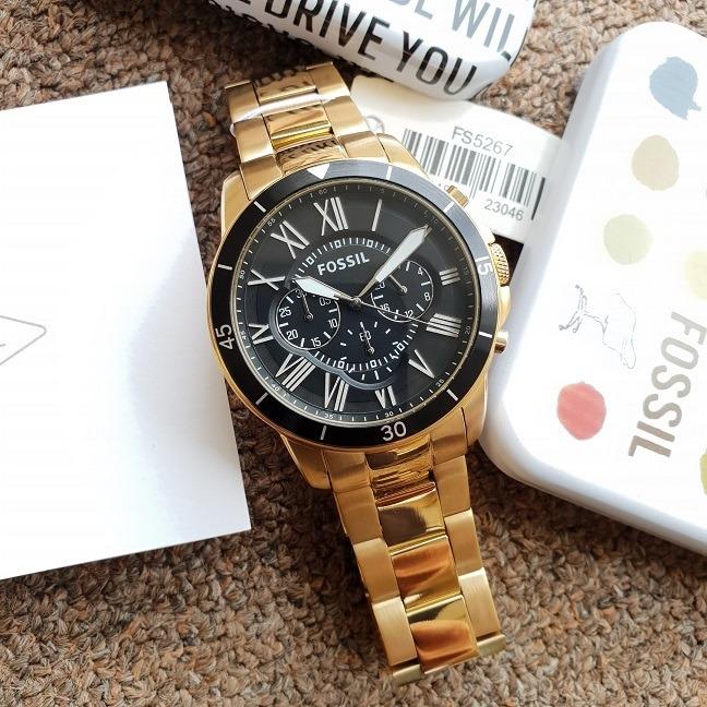 Original Fossil FS5267 Grant Sport Chronograph Black Dial 44mm Gold Tone Men s Watch With 1 Year Warranty On Mechanism Men s Fashion Watches Accessories Watches on Carousell