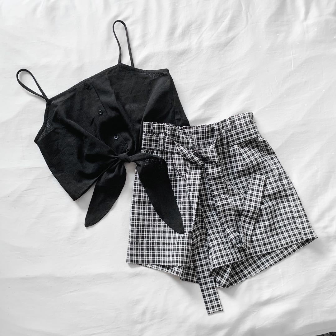 Checkered paper best sale bag shorts