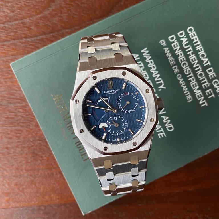 Pre Owned-Audemars Piguet Royal Oak Dual Time 26120ST blue dial