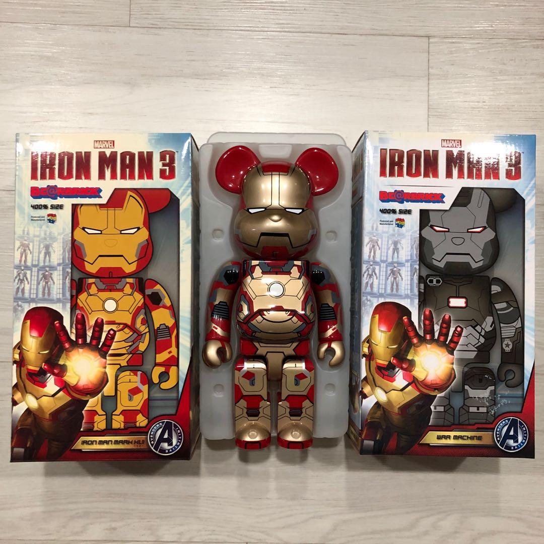 RARE MARVEL IRON MAN 3 MARK XLII 400% BEARBRICK SET WITH WAR MACHINE FROM  2013 BE@RBRICK