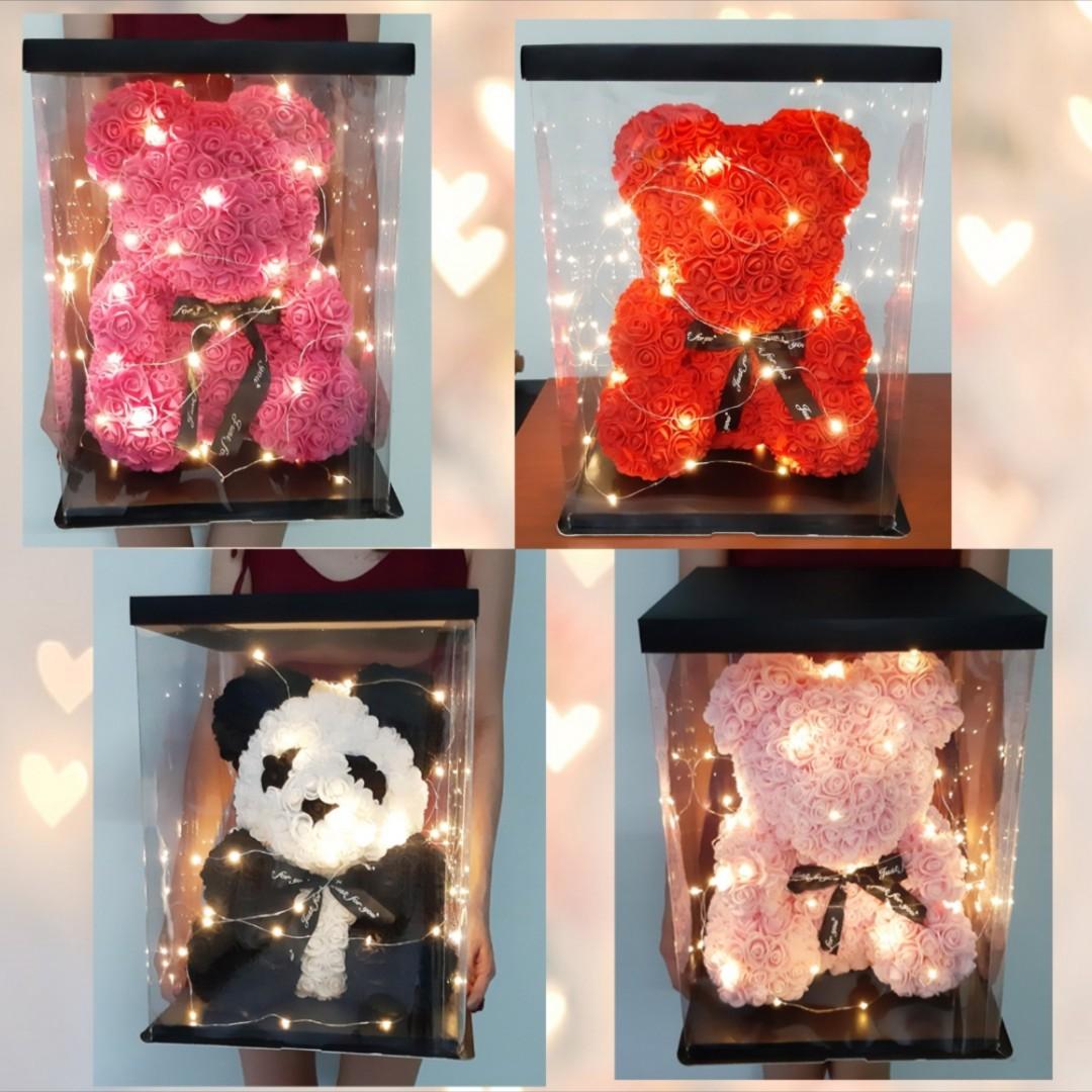 Rose bear with lights sales