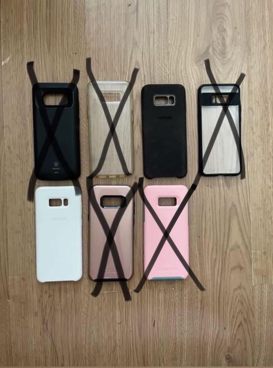 Samsung S8 Plus original cases (Category: Cases & Sleeves) located in Quezon City. Submitted by _bellec (Listing ID 1079198430, Image 1). Description: Used Samsung S8+ cases All in good condition Baseus charging case black - SOLD Otterbox glitter clear symmetry case - SOLD Samsung Alcantara suede case black - 300 Black/clear case - SOLD Samsung silicone case white - 300 Otterbox Rose Gold Symmetry - SOLD Otterbox Symmetry pink/teal green - SOLD.