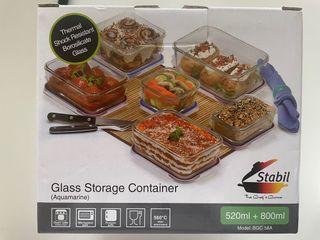 Stabil Glass Storage Containers (Set of 2 Containers 800ml and 520ml)