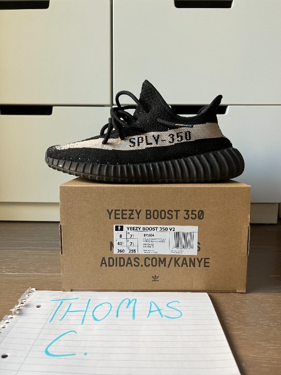 UK 7.5 Adidas Yeezy Oreo core black white