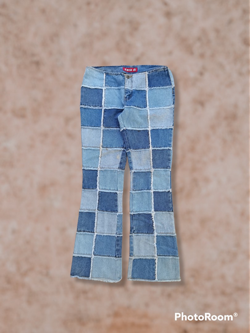 zana di patchwork midrise flared jeans 