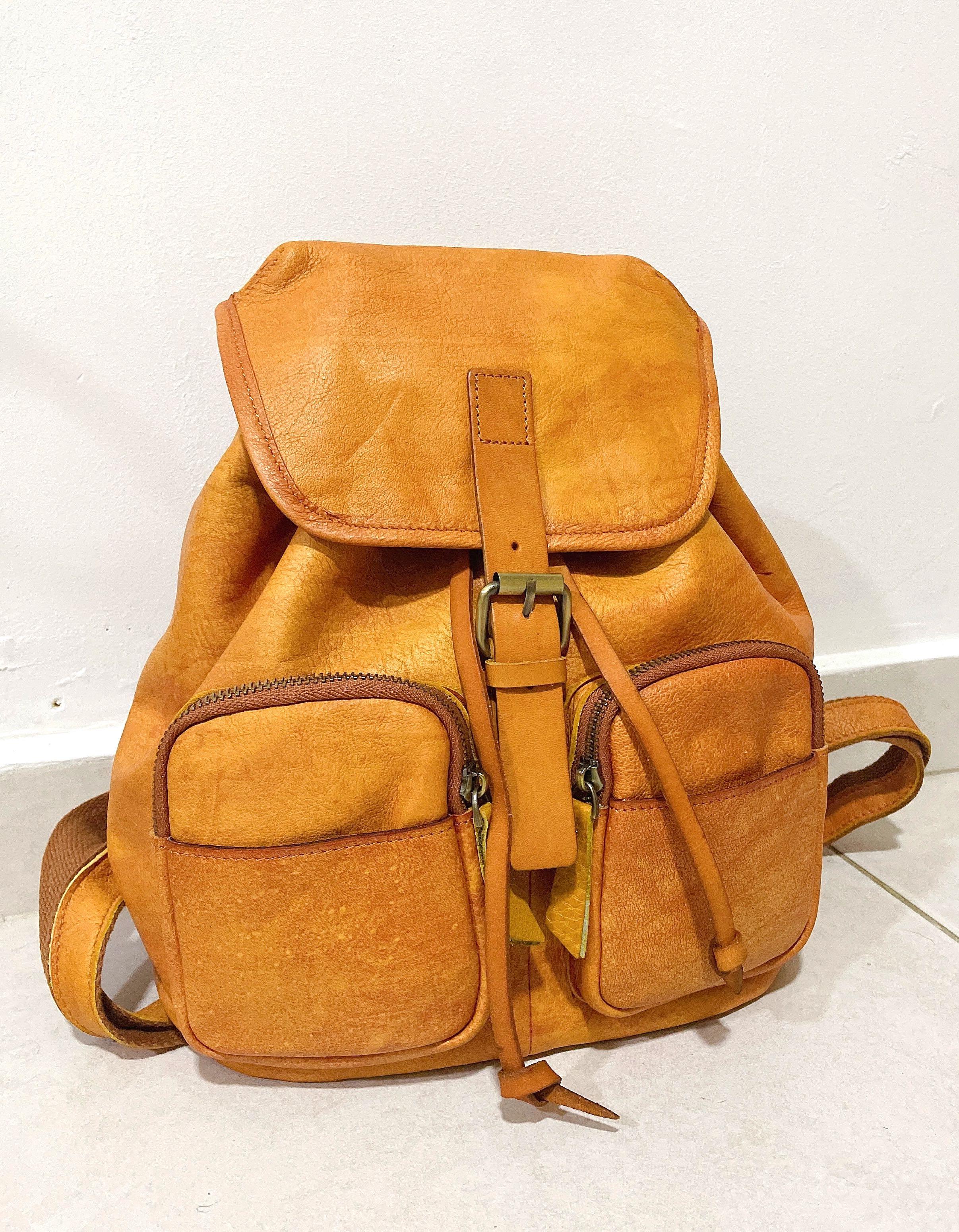 Vegetable Tanned Leather Backpack Men s Fashion Bags Backpacks on Carousell