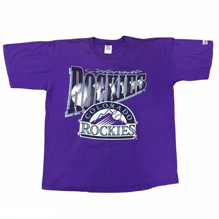 Vintage 1993 Colorado Rockies Baseball Purple 1990s T shirt Logo 7 mens sz  Large