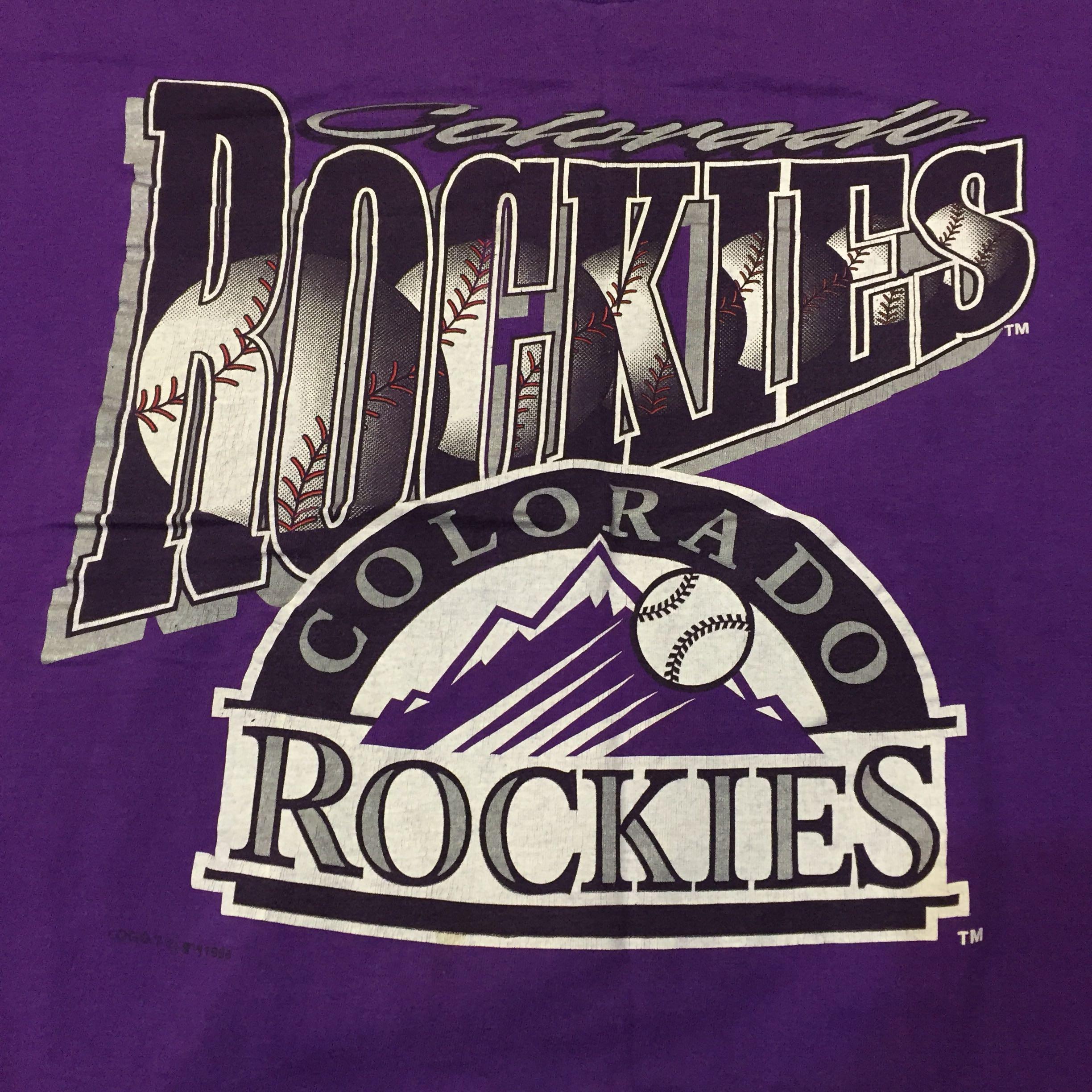 Vintage 1993 Colorado Rockies Starter Graffiti Print T-Shirt Sz.XL