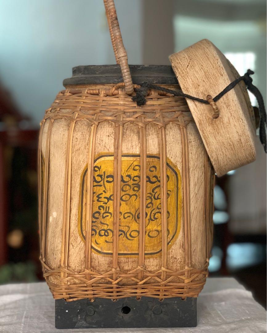 Vintage Thai rice box with Lanna script giving blessings, Hobbies ...