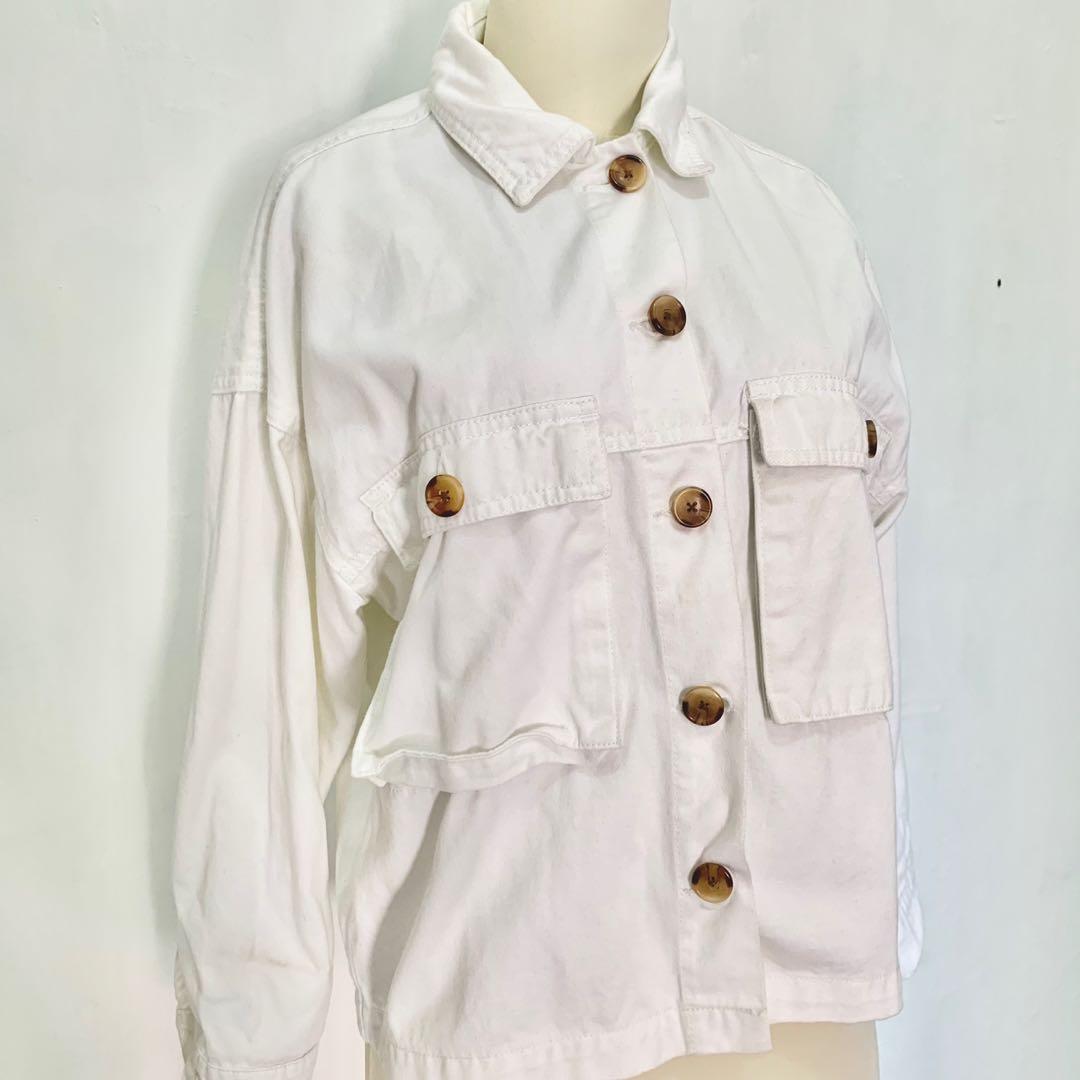 White Denim Jacket, Fesyen Wanita 