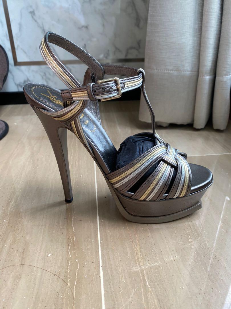 Ysl silver heels on sale