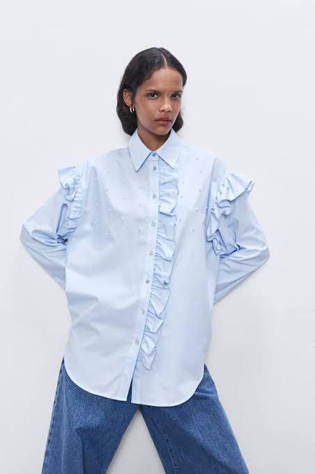 zara ruffled shirt