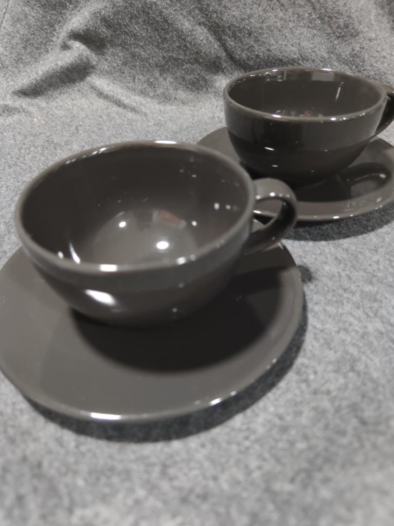 VARDAGEN Coffee cup and saucer, dark grey, 14 cl - IKEA