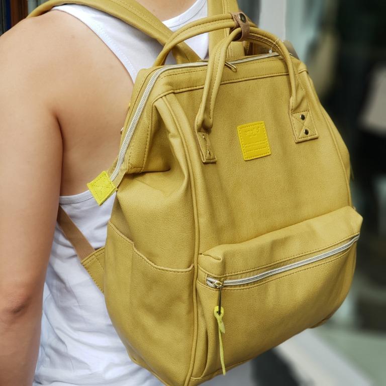 Anello Faux Leather Hinged Clasp Unisex Backpack - Light Brown, Men's ...