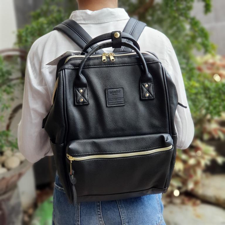 Anello Japan PU Mini Leather Backpack Rucksack Black Women s