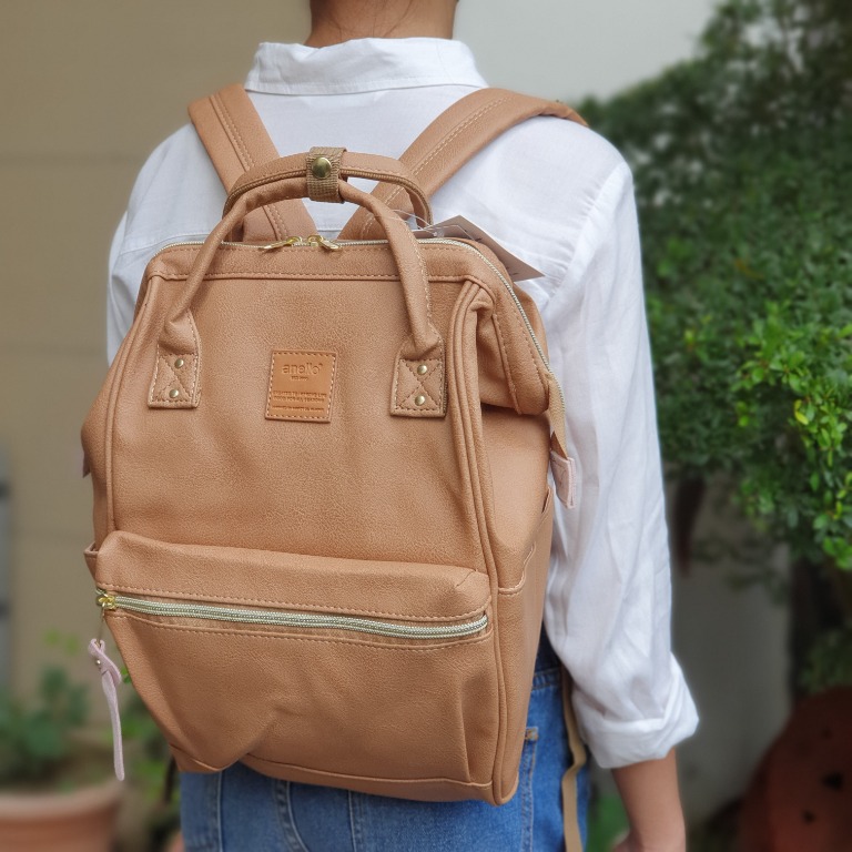 Original A.N.E.L.L.O Japan PU Mini Leather Backpack Rucksack-Brown