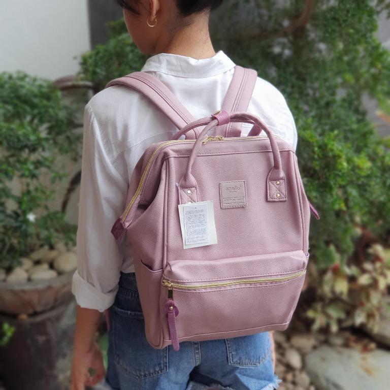 Anello Japan Pu Mini Leather Backpack Rucksack Lavender Women S Fashion Bags Wallets Backpacks On Carousell