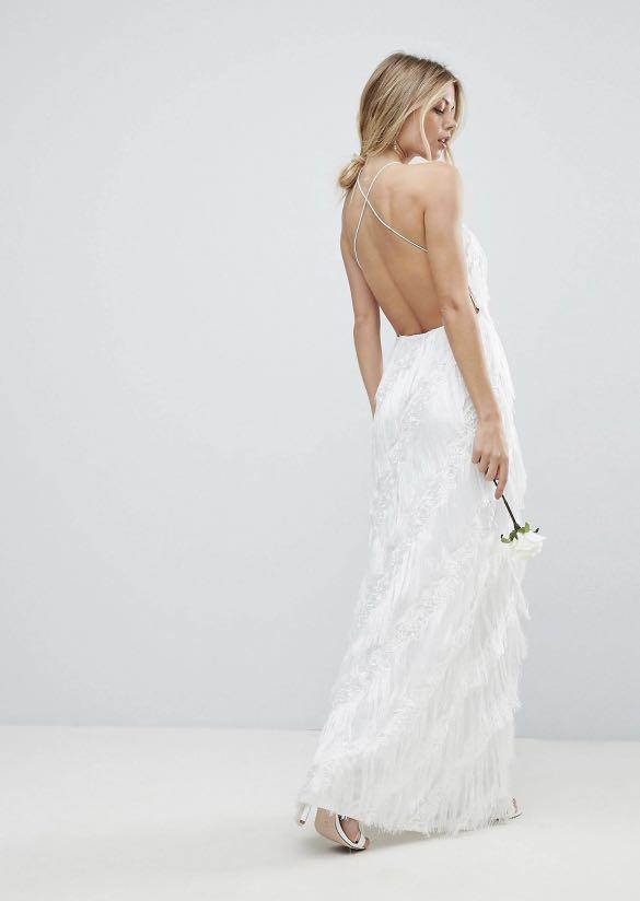 asos edition fringe maxi wedding dress