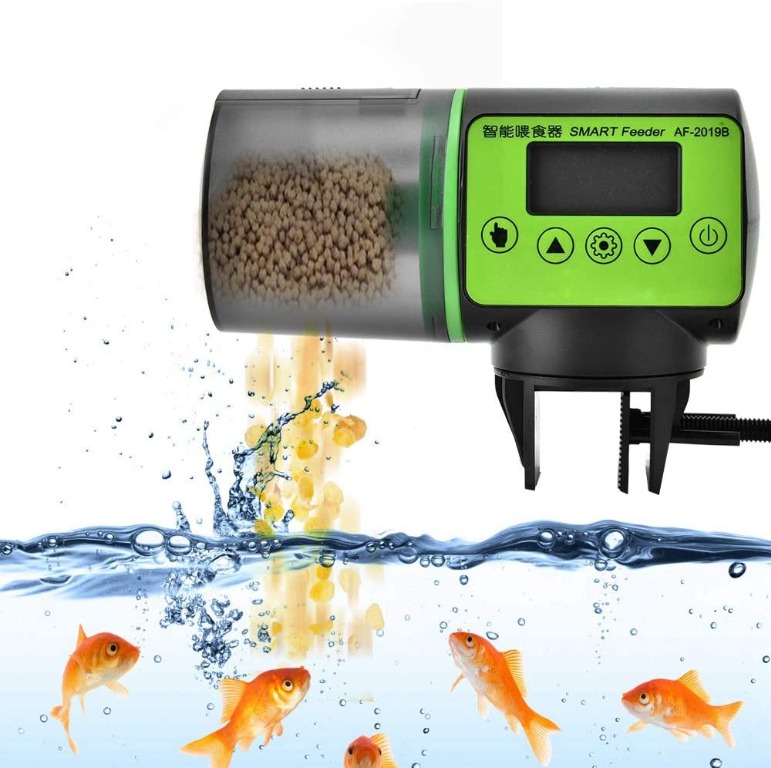 Papettly Automatic Fish Feeder - LCD Display, USB Rechargeable, Vacation Timer For Aquarium & Turtle Tanks