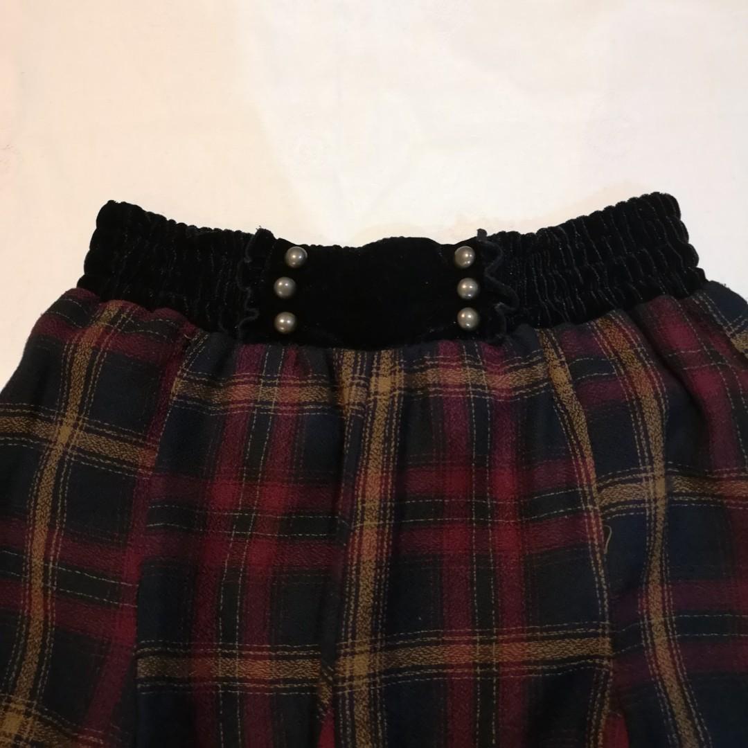 [FAST DEAL 36] Axes Femme Gothic Plaid Checkered Tartan Black Maroon