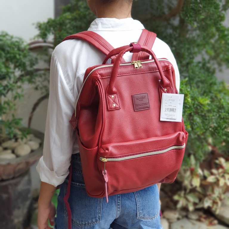 anello Japan Vegan Faux Synthetic Leather Backpack, **rare RED COLOR***