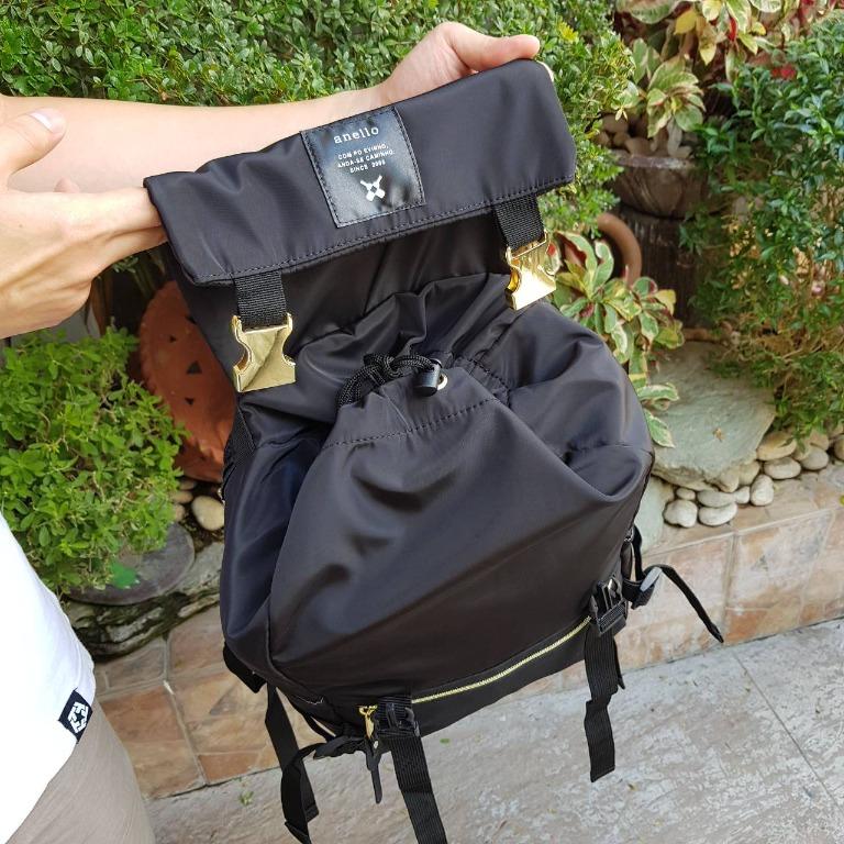 Black Anello Nylon Gold Buckle Backpack Rucksack Men s Fashion Bags Backpacks on Carousell