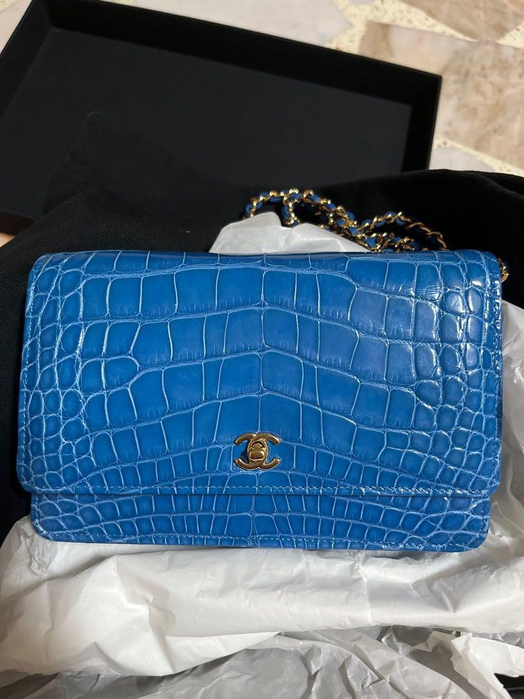 BNIB Chanel Alligator woc cobalt blue, Luxury, Bags & Wallets on